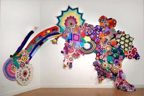 Colorful Knit Installation by Sarah Applebaum