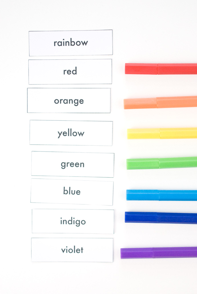 Printable Rainbow Color Matching Cards