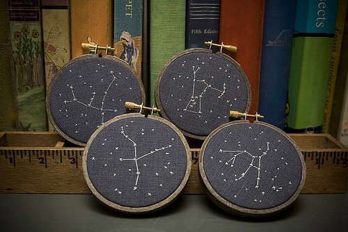 miniature rhino embroidered constellations