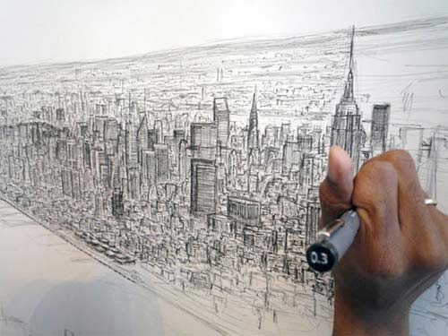 Drawing The Manhattan Skyline From Memory