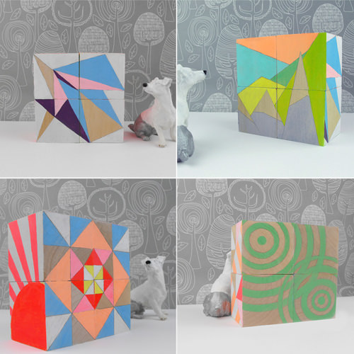 Geometric Neon Art Blocks from SketchInc on Etsy