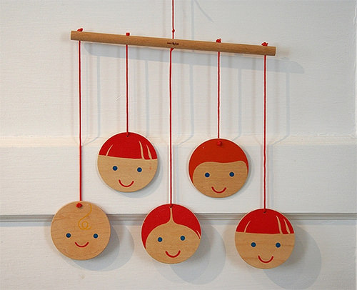 hand-painted wooden mobile