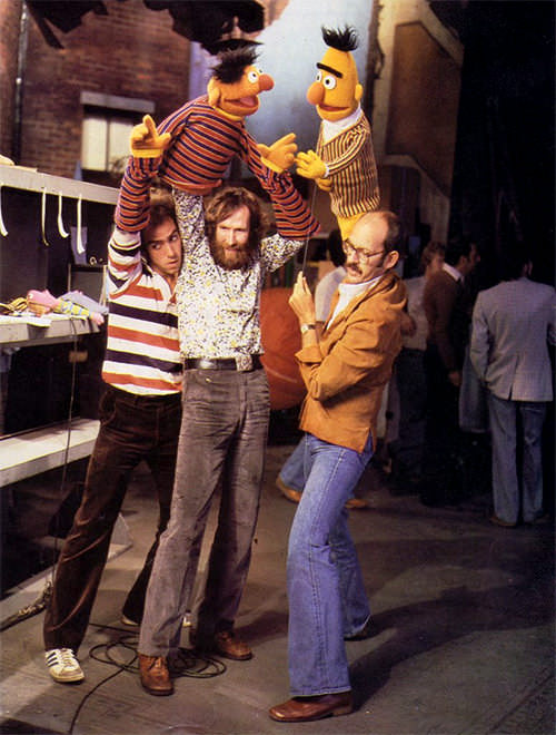 Jim Henson and Bert and Ernie Muppets