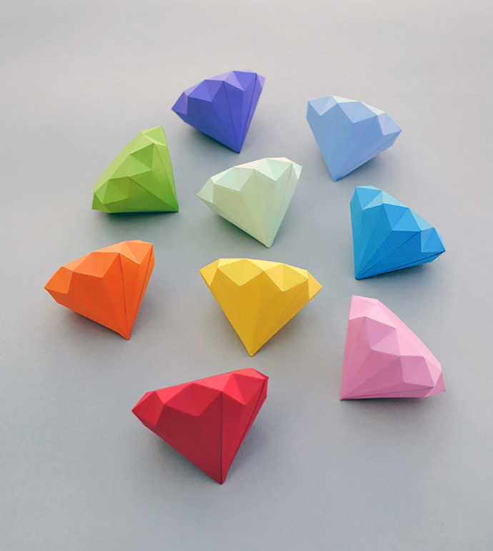 3d paper diamonds by mini-eco