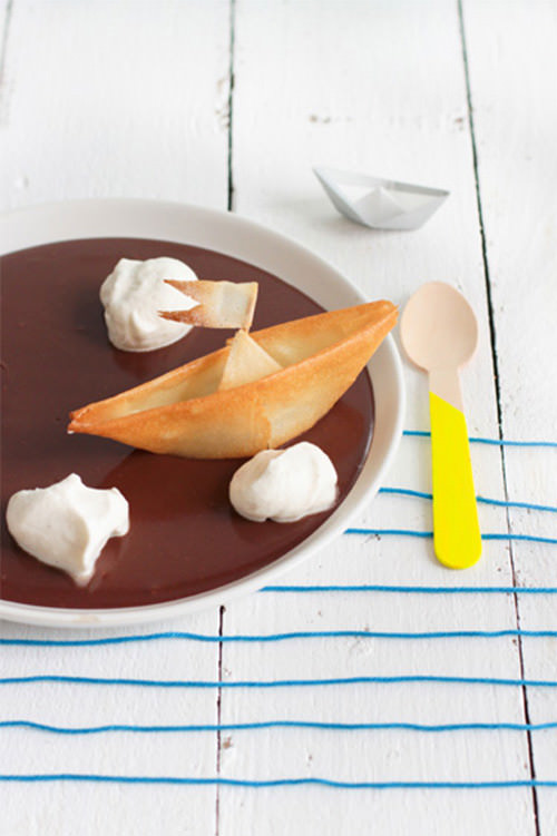 Chocolate Cream and Filo Boat by Carnets Parisiens