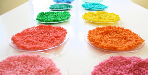 DIY colored rice craft tutorial for kids