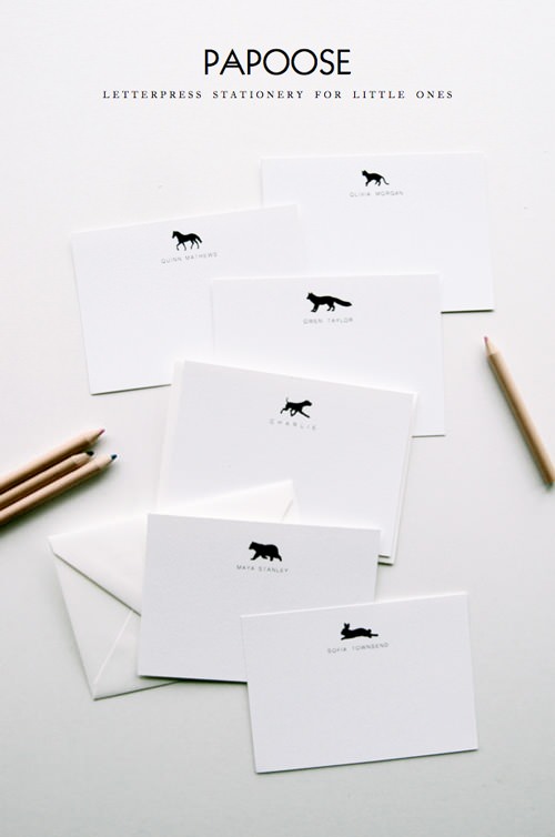Papoose Letterpress Stationery for Kids