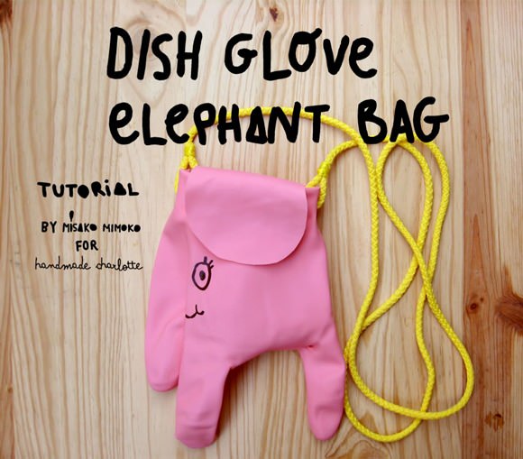 DIY Dish Glove Elephant Bag by Misako Mimoko