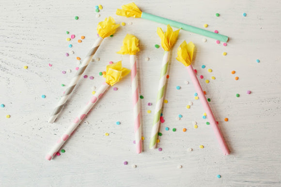 DIY Paper Straw Birthday Candle Cupcake Toppers