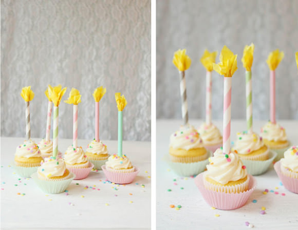 DIY Paper Straw Birthday Candle Cupcake Toppers