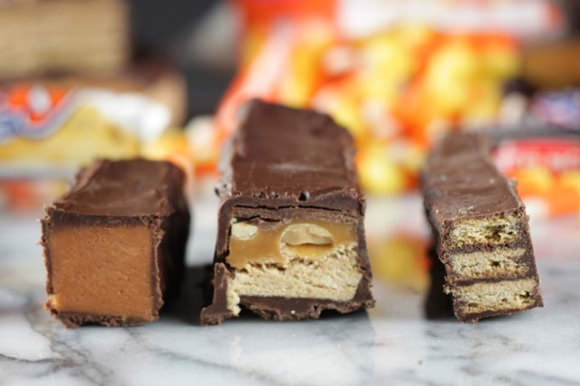 Homemade Butterfinger, Snickers + Kit Kat Bars