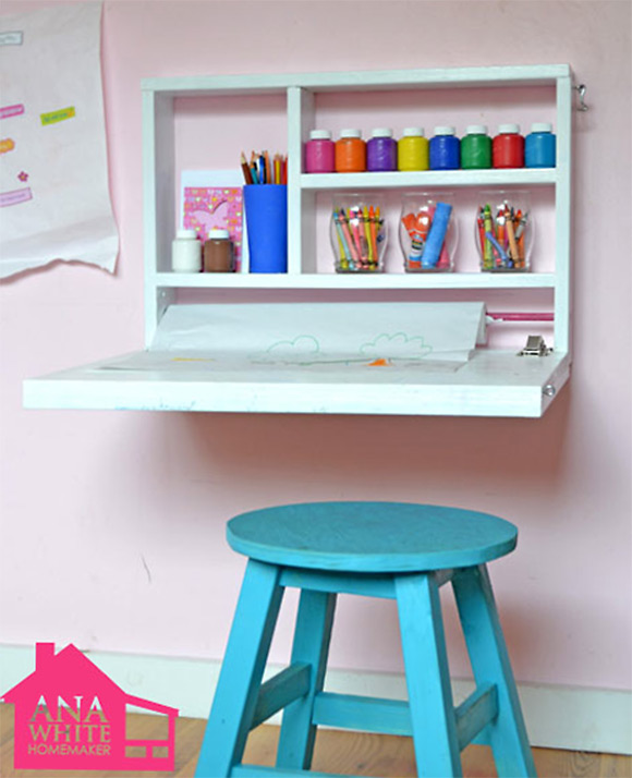 DIY Flip Down Wall Art Desk Project - Free Plans