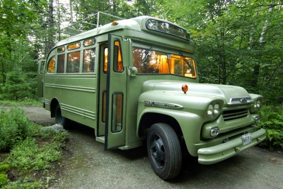 Guest Bedroom Made From A 1959 Chevy Viking Short Bus