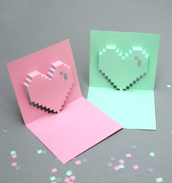 Popup Pixel Valentine's Day Card