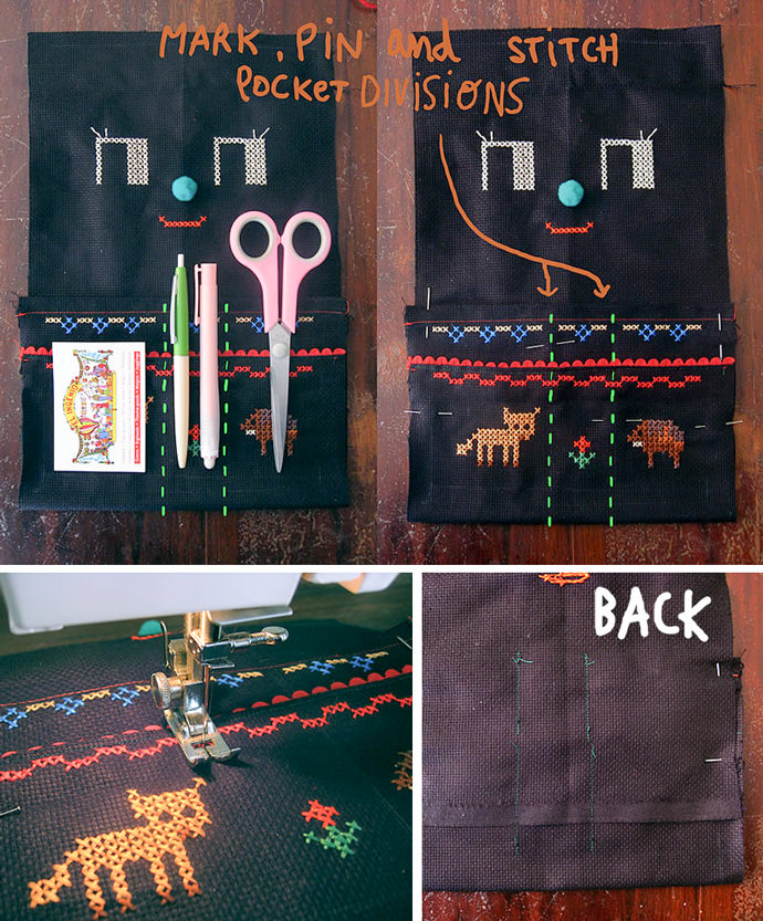 DIY Folksy Cross-Stitch Wall Organizer