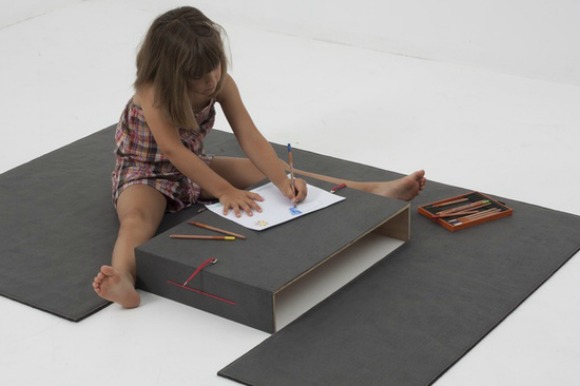 Play mat for kids with built in, folding table / desk