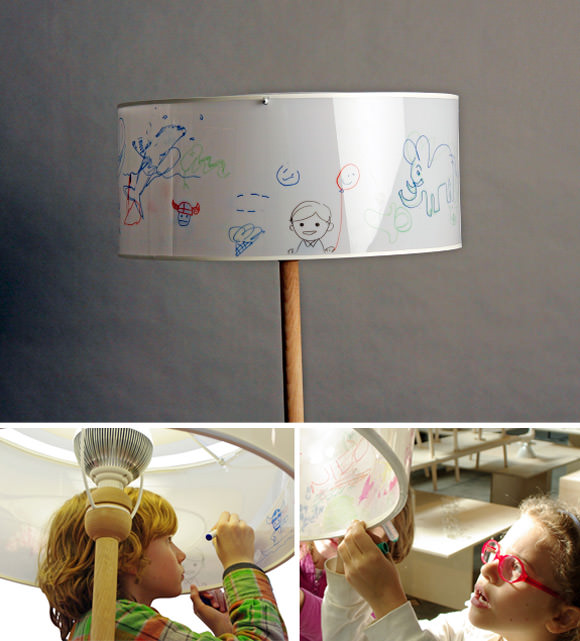 INSIDE-OUT, a floor lamp kids can decorate on both the inside and the outside