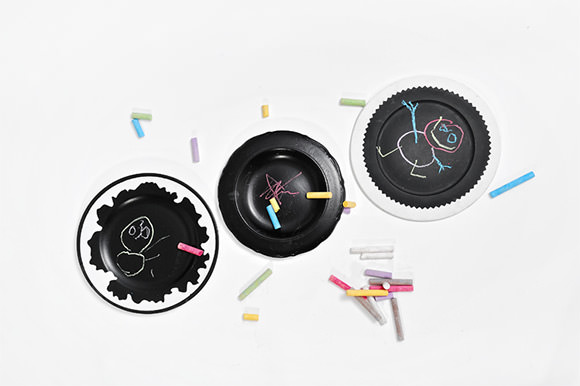 Plateboard - porcelain factory rejects upcycled into a chalkboard drawing surface for kids, ready to hang on the wall