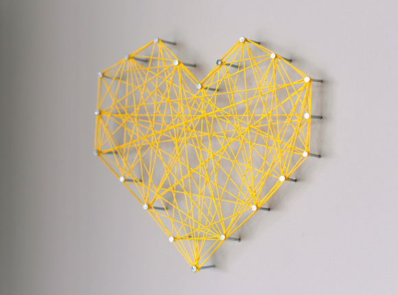DIY Threaded Heart Wall Art
