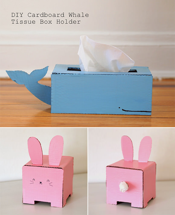 DIY Cardboard Whale & Bunny Tissue Box Holders