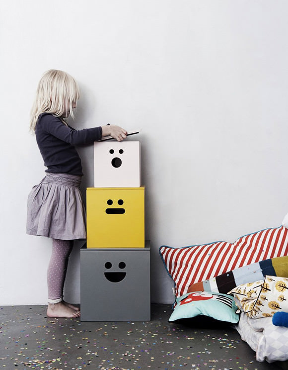 Kids Room Storage - Face Boxes by Ferm Living