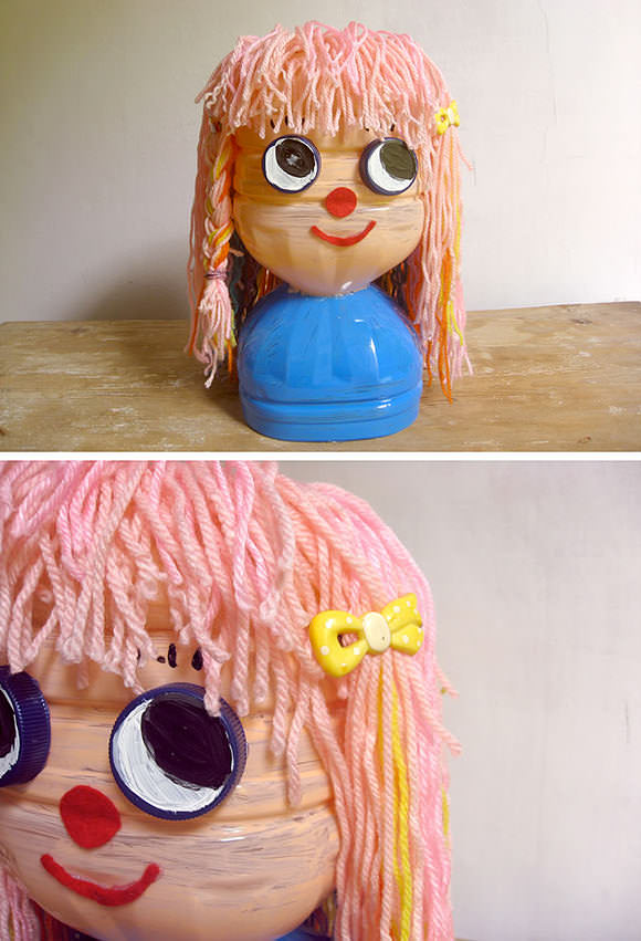 DIY Recycled Bottle Hair Styling Doll Tutorial (with growing hair!)