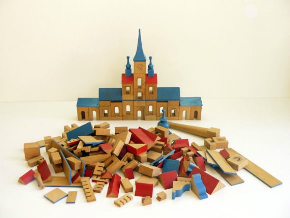 Mid Century Vintage Wooden Toy Town