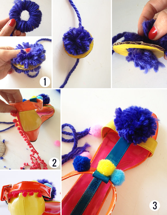 DIY Pom-Pom Sandals: Steps