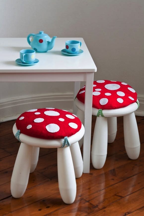 IKEA Hacks for Kids' Rooms: MAMMUTT stool becomes a sweet mushroom