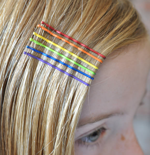 DIY Rainbow Hair Accessories Using Nail Polish