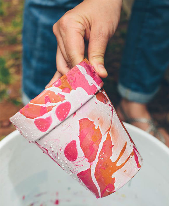 DIY Nail Polish Marbled Planters