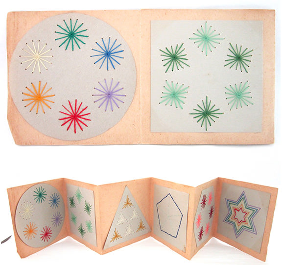 Vintage Sewing Card Book for Kids, Froebel’s 12th Gift