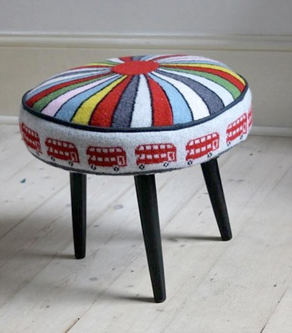 London Bus Knitted Stool (perfect for a kid's room)
