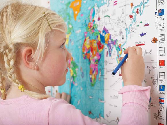 Color-In World Map for Kids