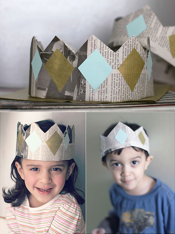 DIY Newspaper Crowns // via salsa pie