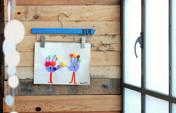 Display Your Child's Art Using Hangers (great idea!)