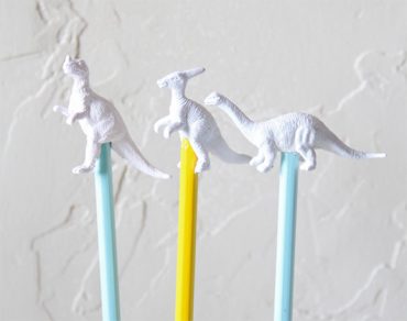 DIY Dino Pencil Toppers // via arbor