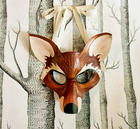 Handmade Leather Fox Mask (via sundries and plunder on etsy)