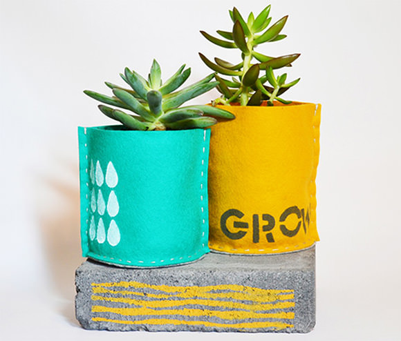 Family Craft Challenge Finalist: Hand-Sewn Stenciled Planters (vote for your favorite project!)