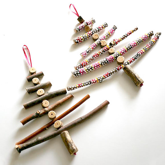 DIY Twig Christmas Tree Ornaments