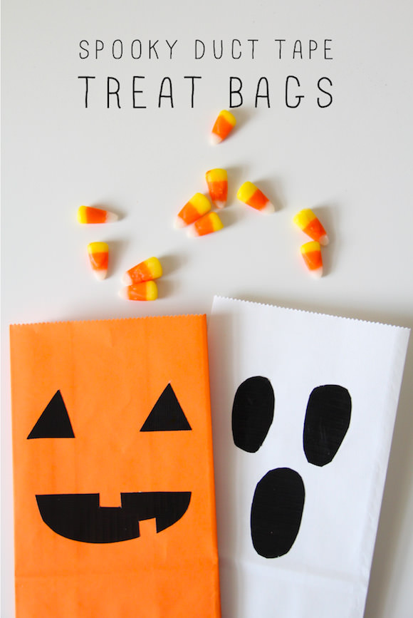 DIY Spooky Duct Tape Treat Bags for Halloween