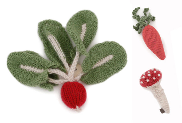 Knitted Veggie Brooches