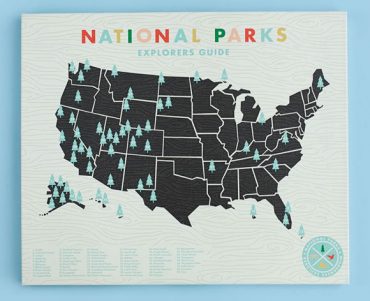 National Parks Checklist Map Print via Etsy