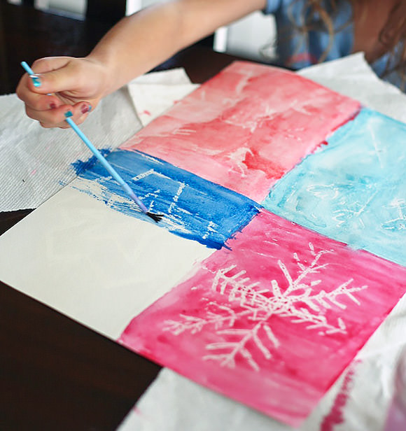 DIY Crayon Resist Snowflake Art for Kids