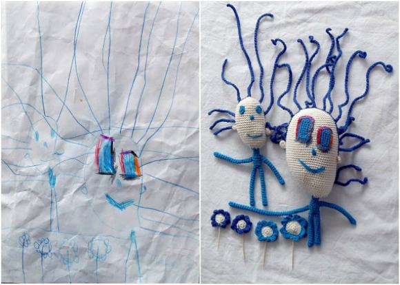Crocheted Toys Inspired By Kids Drawings