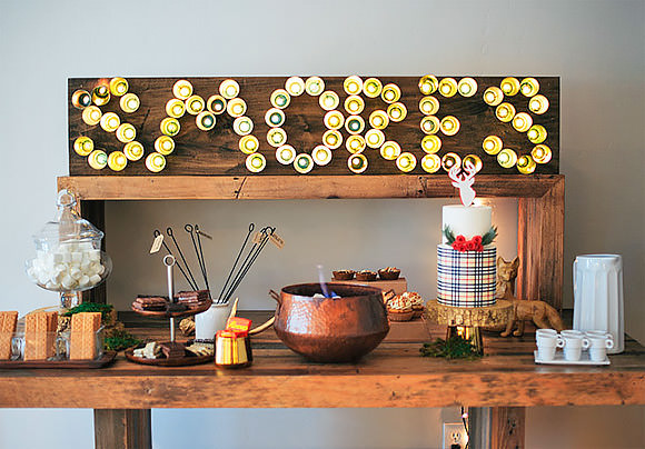 DIY Party Marquee Backdrop (made from a string of lights & mini solo cups)