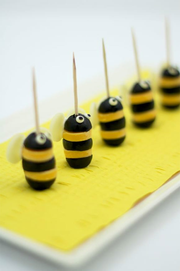 Olive & Cheese Bumblebees (fun snacks for kids)
