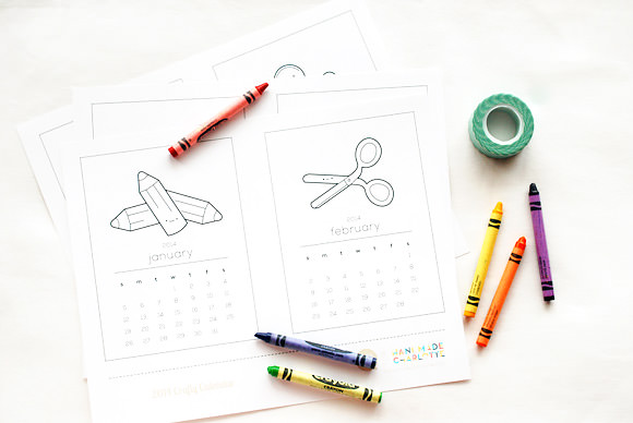 Fun Printable Coloring Book Calendar For 2014 (all you need is a little washi tape!)