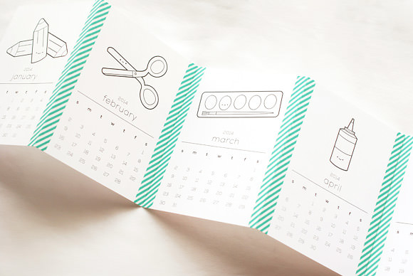 Fun Printable Coloring Book Calendar For 2014 (all you need is a little washi tape!)