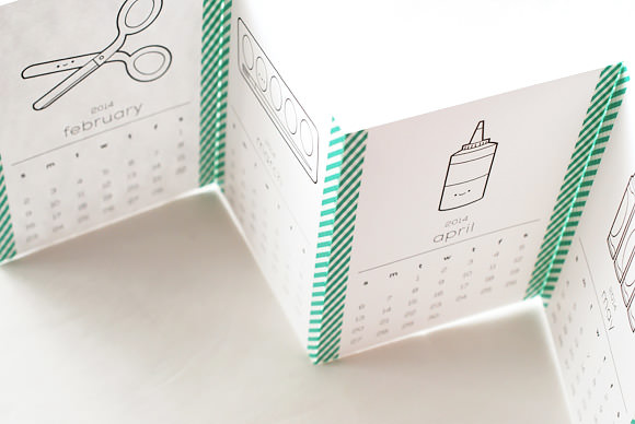 Fun Printable Coloring Book Calendar For 2014 (all you need is a little washi tape!)